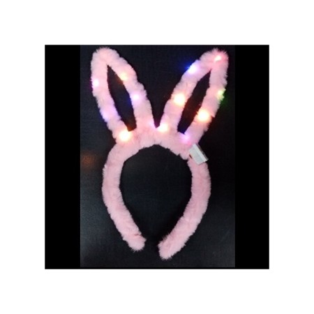 Pembe Tavşan Peluş Işıklı Taç 13x10 cm
