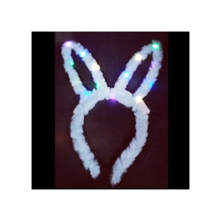 Beyaz Tavşan Peluş Işıklı Taç 13x10 cm