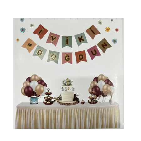 İyi Ki Doğdun Gold Yaldızlı Retro Renkli Banner