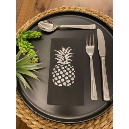Gümüş Yaldızlı Siyah Ananas Peçete