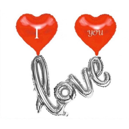 I Love You Kalpli Gümüş Folyo Balon