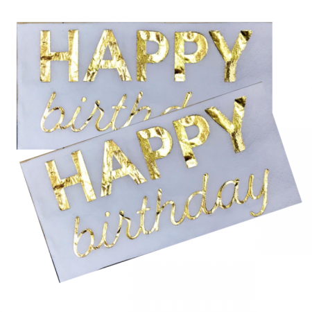 Gold Yaldızlı Happy Birthday Garson Katlama Peçete