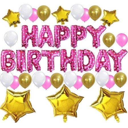 Happy Bırthday Pembe Balon Seti