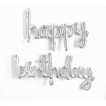 Happy Bırthday İmza Folyo Balon Gümüş