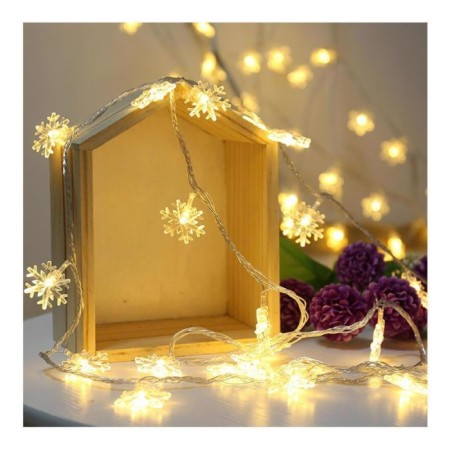 Dekoratif Kar Tanesi Peri Led Zinciri 3 Metre Pilli