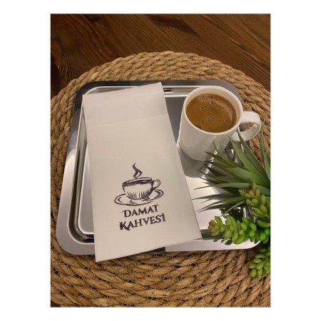 Siyah Yaldızlı Beyaz Damat Kahvesi Cepli Peçete