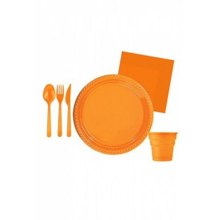Turuncu Plastik Parti Seti 25 Kişilik