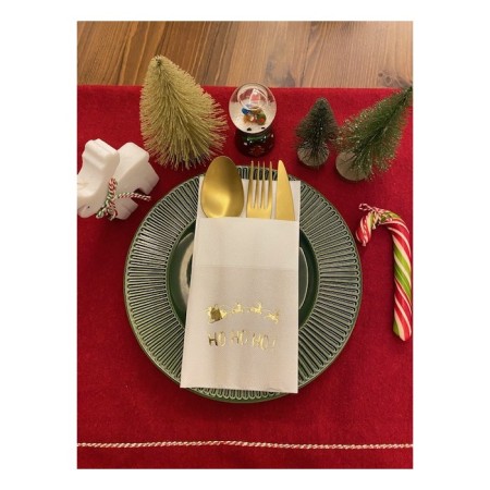 Gold Beyaz Cepli Aır Touch Yılbaşı Ho Ho Ho Yazılı Peçete 12 Adet 40x40