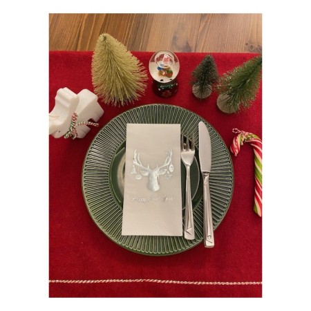 Gümüş Yaldızlı Beyaz Yılbaşı Geyik Modeli Peçete