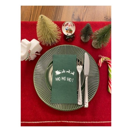 Gümüş Yaldızlı Yeşil Yılbaşı Ho Ho Ho Yazılı Peçete
