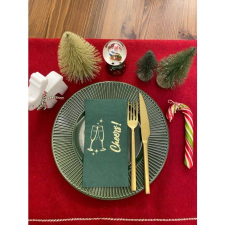 Gold Yaldızlı Yeşil Yılbaşı Cheers Peçete 16 lı