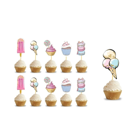 Makaron Dondurma Yaz Temalı Kürdan 10 lu