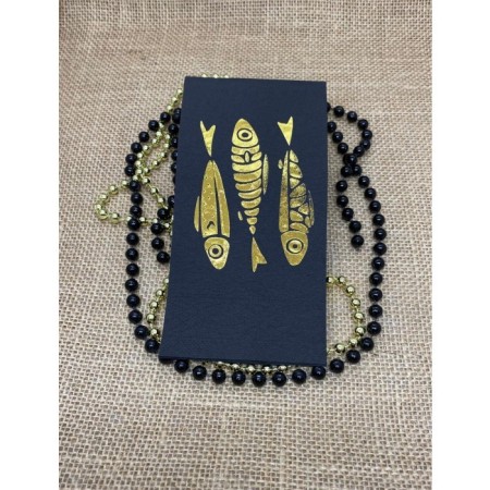 Gold Yaldızlı Siyah 3 lü Balık Peçete