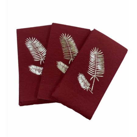 Gümüş Yaldızlı Bordo Palmiye Peçete