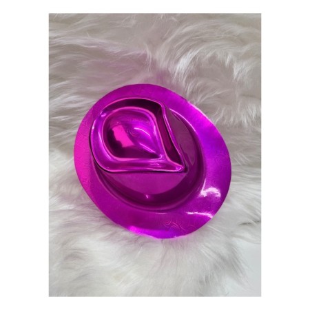 Fuşya Renkli Lazer Hologramlı Kovboy Şapkası 30x25 cm