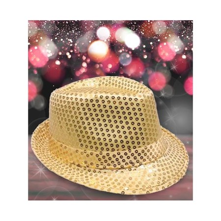 Gold Pullu Lüks Fötr Şapka 30 cm