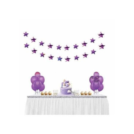 Yıldız Süs 3 Boyutlu Sıralı Mor 150 cm 2 li