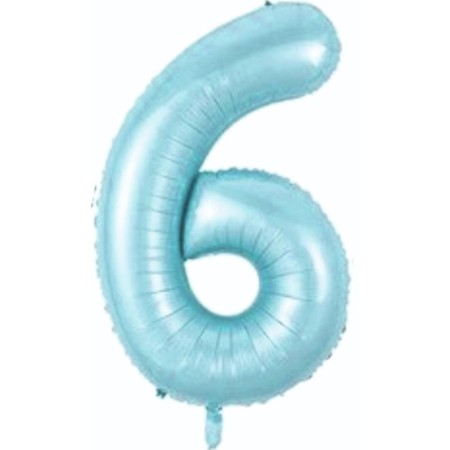 6 Rakam Açık Mavi Folyo Balon 76 cm