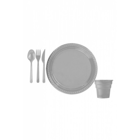 Gümüş Plastik Sofra Seti 25 Kişilik