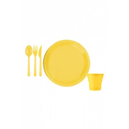 Sarı Plastik Sofra Seti 25 Kişilik