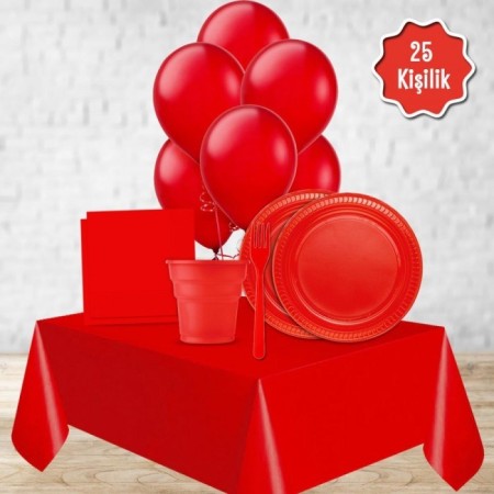 Kırmızı Sofra Seti 25 Kişilik
