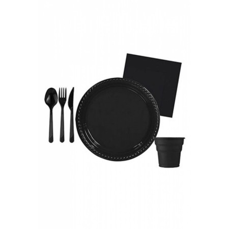 Siyah Plastik Parti Seti 25 Kişilik