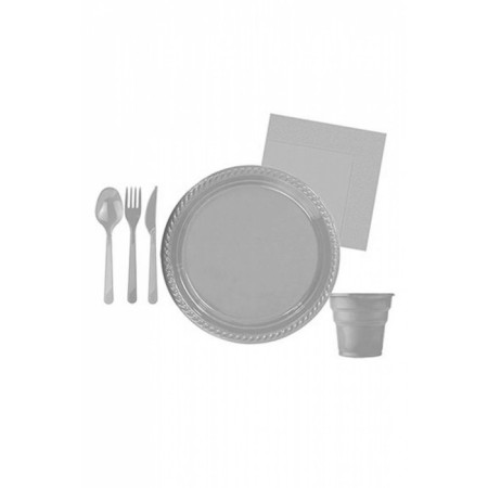 Gümüş Plastik Parti Seti 25 Kişilik