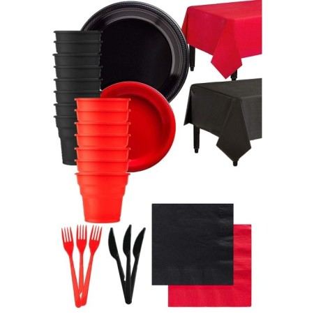 Kırmızı Siyah Sofra Seti 50 Kişilik