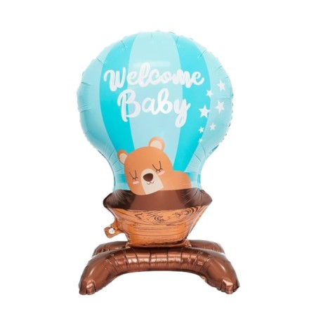 Ayaklı Welcome Baby Mavi Folyo Balon 90x55 cm