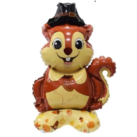 Ayaklı Şapkalı Sincap Folyo Balon 63,5x39 cm
