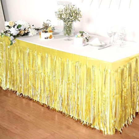 Metalize Hologramlı Gold Masa Püskülü 300x75 cm