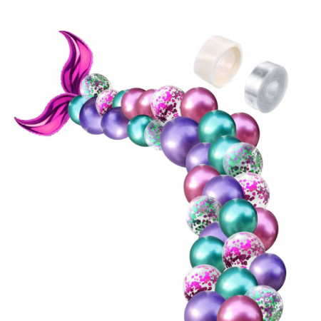 Deniz Kızı Fuşya Kuyruklu Balon Zincir Seti