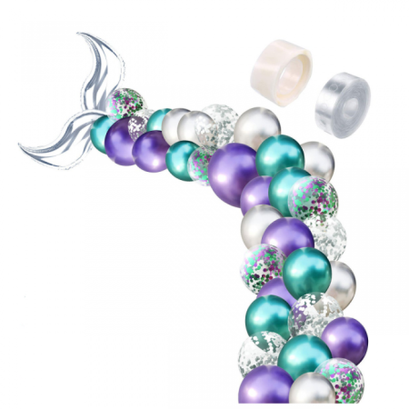 Deniz Kızı Gümüş Kuyruklu Balon Zincir Seti