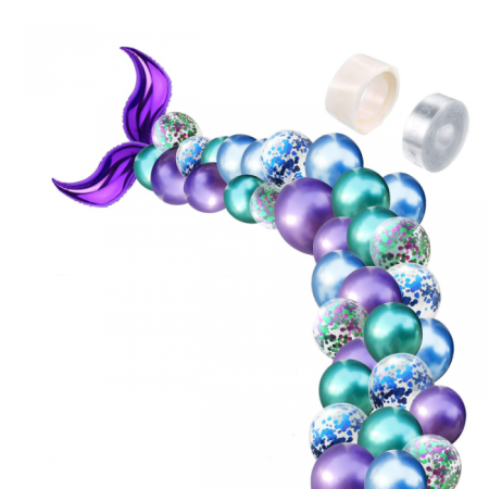 Deniz Kızı Mor Kuyruklu Balon Zincir Seti