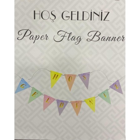 Hoş Geldiniz Makaron Renkli Flama Bayrak 270 cm