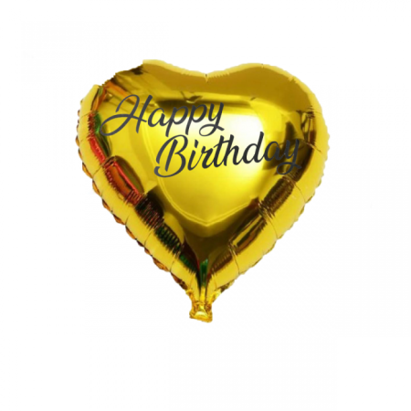 Gold Kalp Siyah Happy Bırthday Yazılı Folyo Balon
