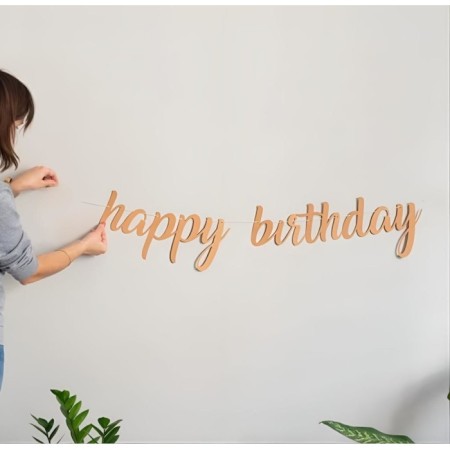 Happy Birthday Kaligrafi Banner Kraft 110x20 cm