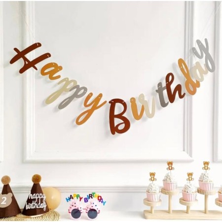 Happy Birthday Kaligrafi Banner Retro 110x20 cm