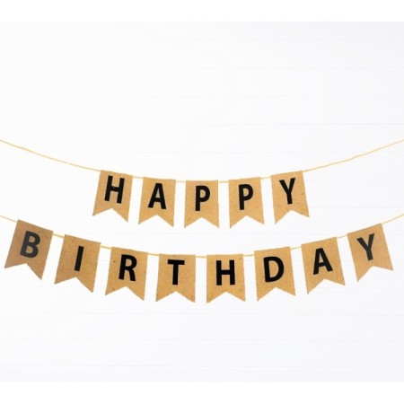 Happy Bırthday Yazı Kraft/Siyah Banner