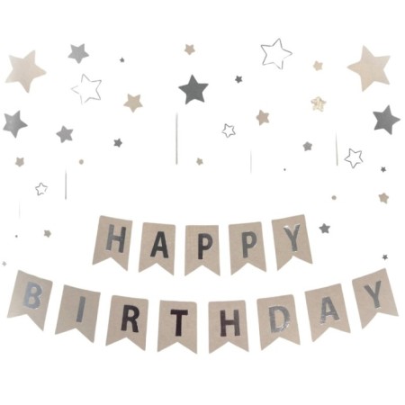 Happy Bırthday Yazı Deniz Kumu / Gümüş Banner