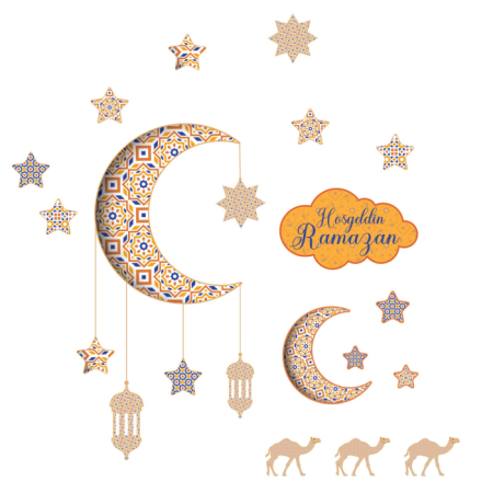 Hoş geldin Ramazan Temalı Stıcker Set 19 lu 50x70 cm