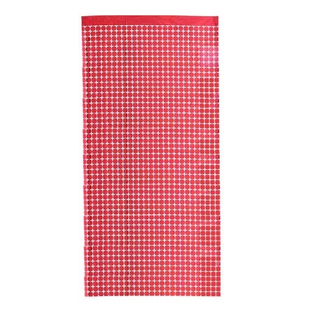 Metalize Kırmızı Kare Desenli Arka Fon Süs 100x200 cm