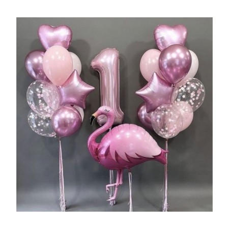 Pembe Bir Yaş Flamingo Balon Seti