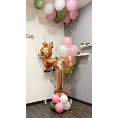 Rose Gold Bir Yaş Ceylan Balon Seti