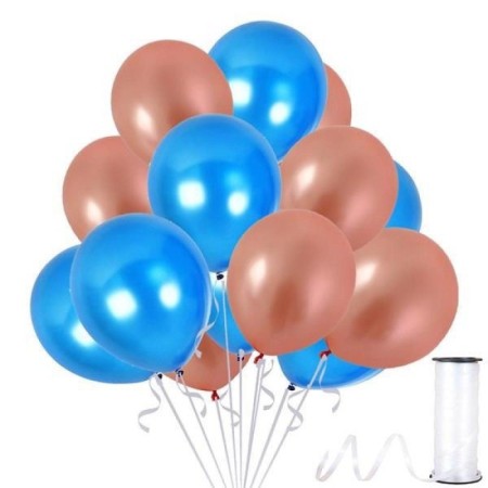 Metalik Rose Gold ve Koyu Mavi Balon 20 adet