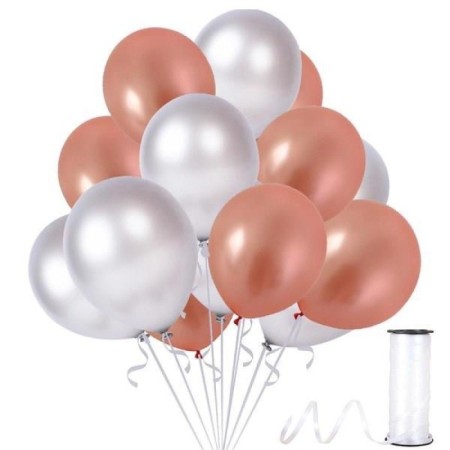 Metalik Rose Gold ve Gümüş Balon 20 Adet