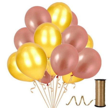 Metalik Rose Gold ve Gold Balon  20 Adet