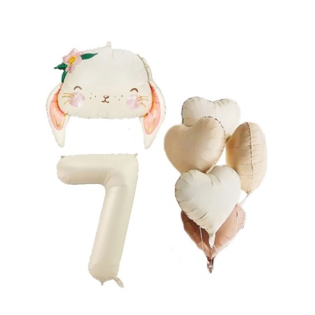 Çiçekli Tavşan Kalp Yaş Folyo Balon Seti