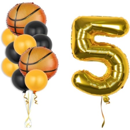 Gold Rakam Basketbol Topu Folyo Ve Lateks Balon Seti