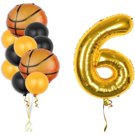Gold Rakam Basketbol Topu Folyo Ve Lateks Balon Seti